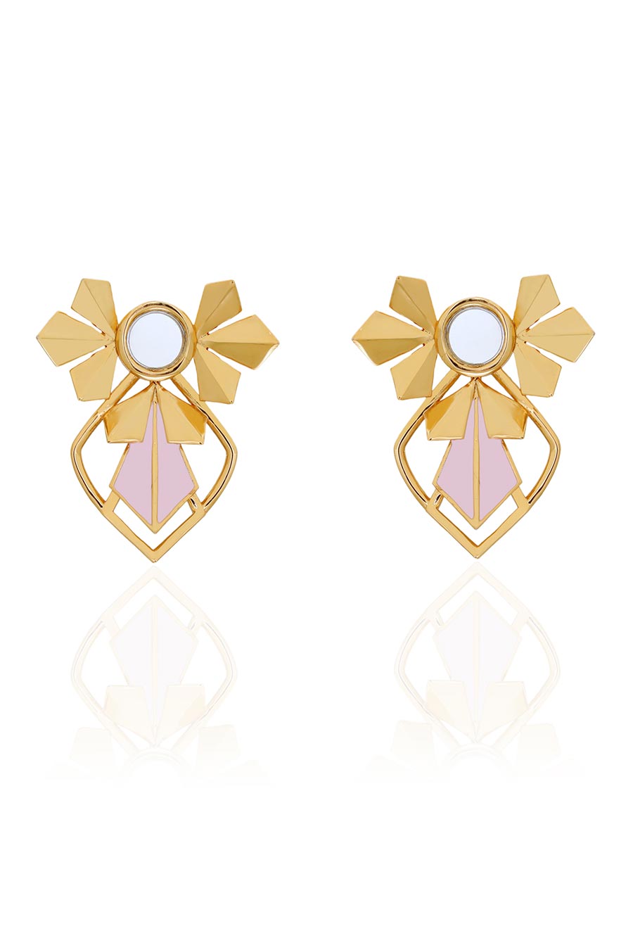 Sage Petit Gold Plated Pink Stud Earrings