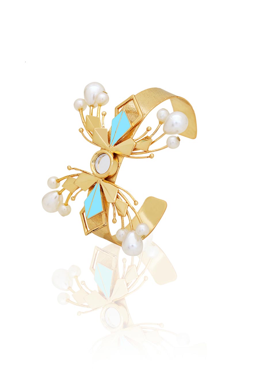 Celia Timeless Gold Plated Blue Handcuff