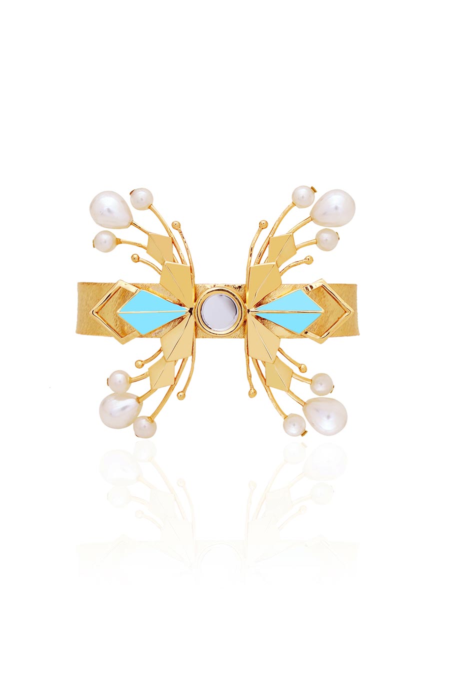 Celia Timeless Gold Plated Blue Handcuff