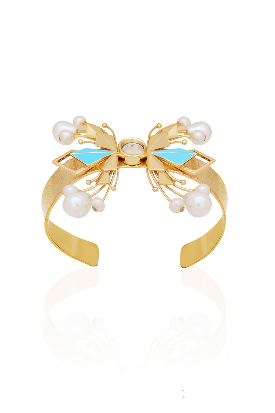 Celia Timeless Gold Plated Blue Handcuff