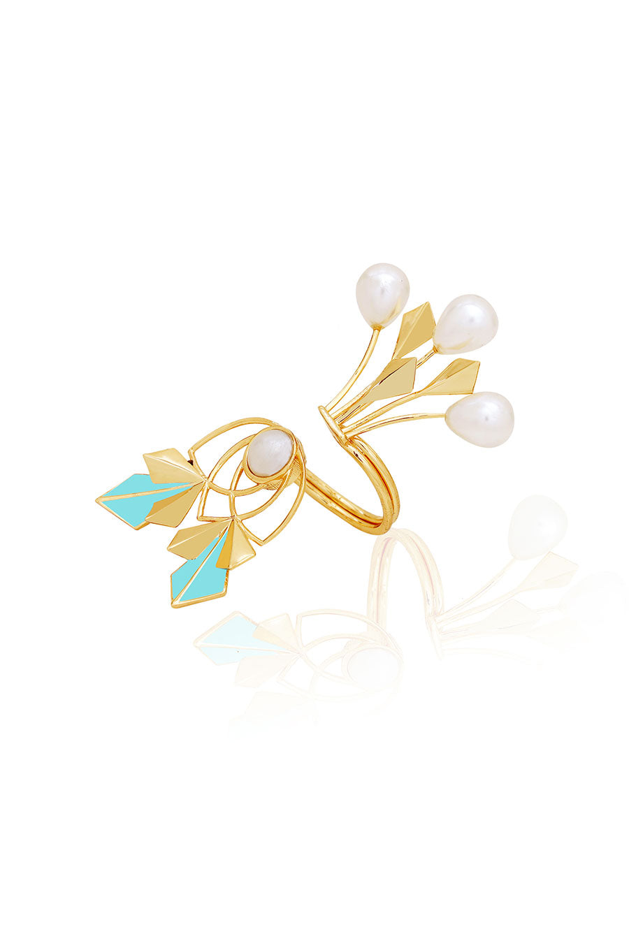 Sienna Gold Plated Green Pearl Ring