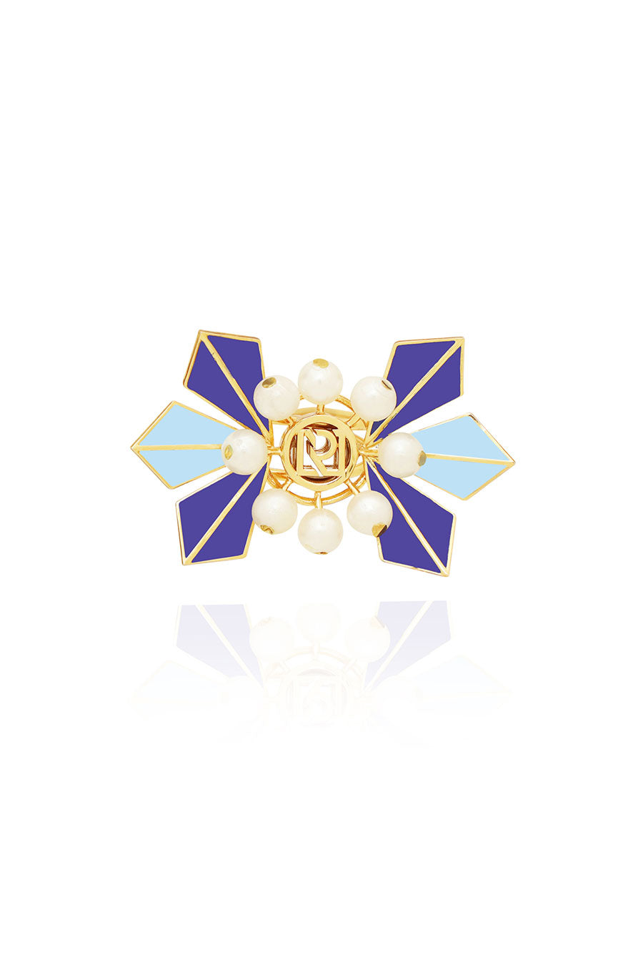 Ziva Gold Plated Blue Statement Ring