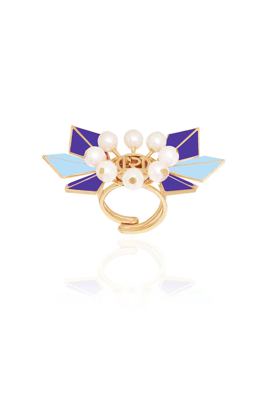 Ziva Gold Plated Blue Statement Ring