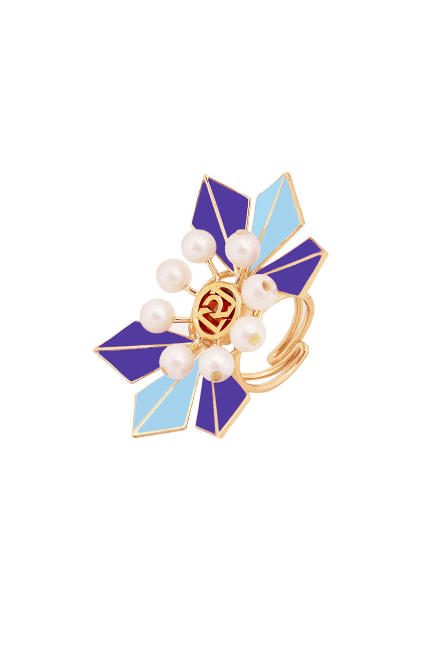 Ziva Gold Plated Blue Statement Ring