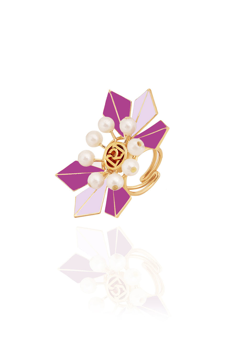 Ziva Gold Plated Mauve Statement Ring