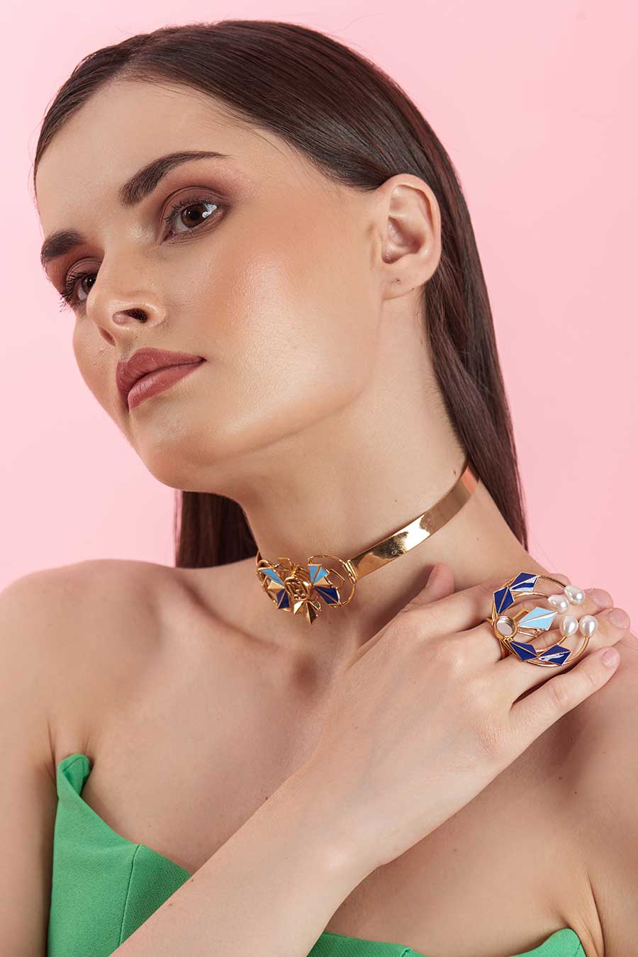 Luna Swing Gold Plated Blue Ring