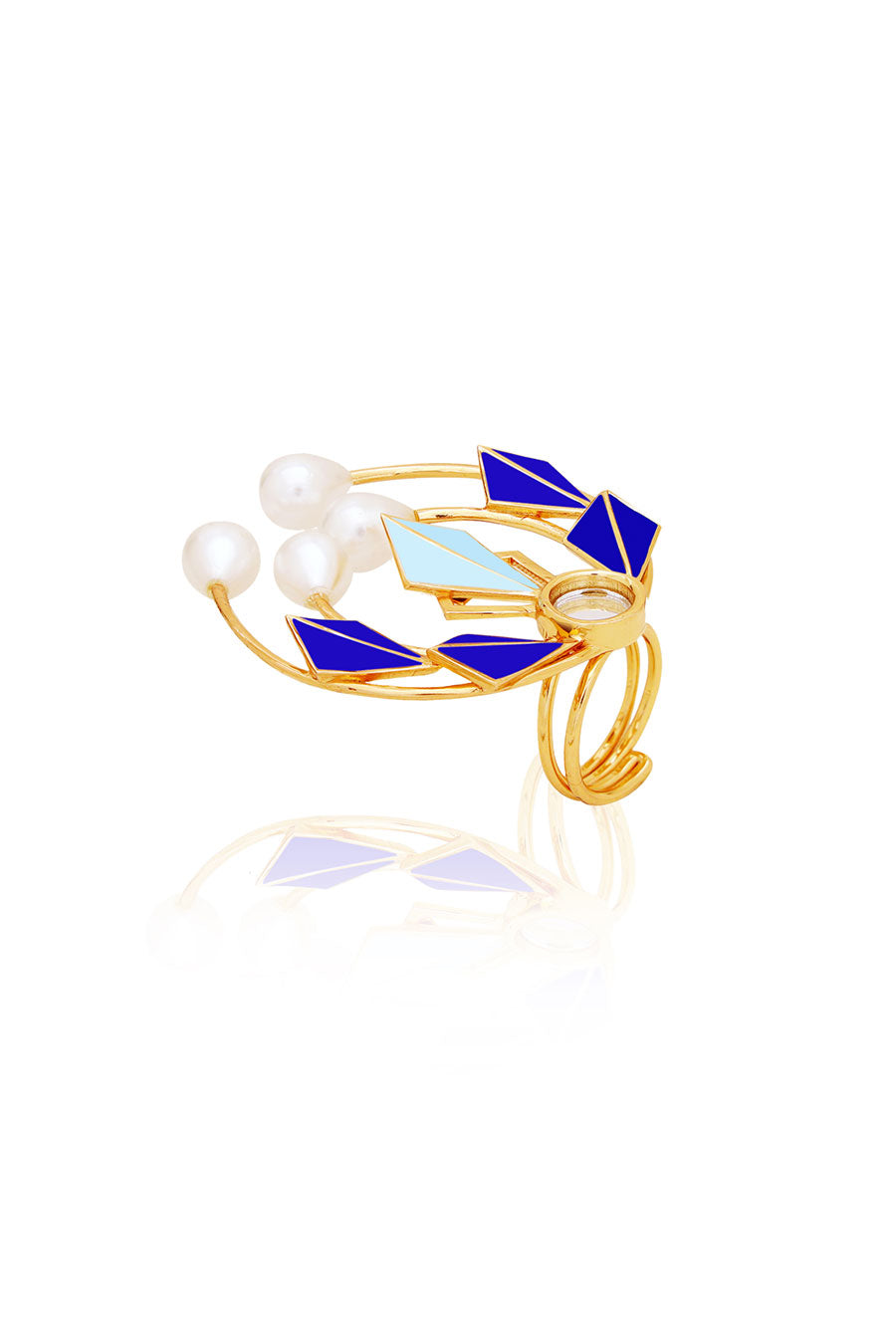 Luna Swing Gold Plated Blue Ring
