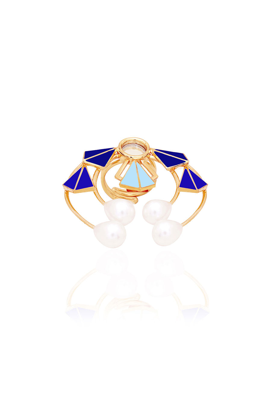 Luna Swing Gold Plated Blue Ring
