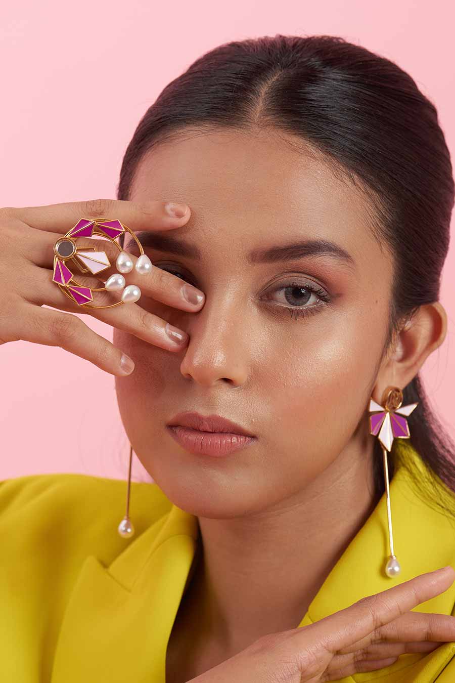 Luna Swing Gold Plated Pink Ring