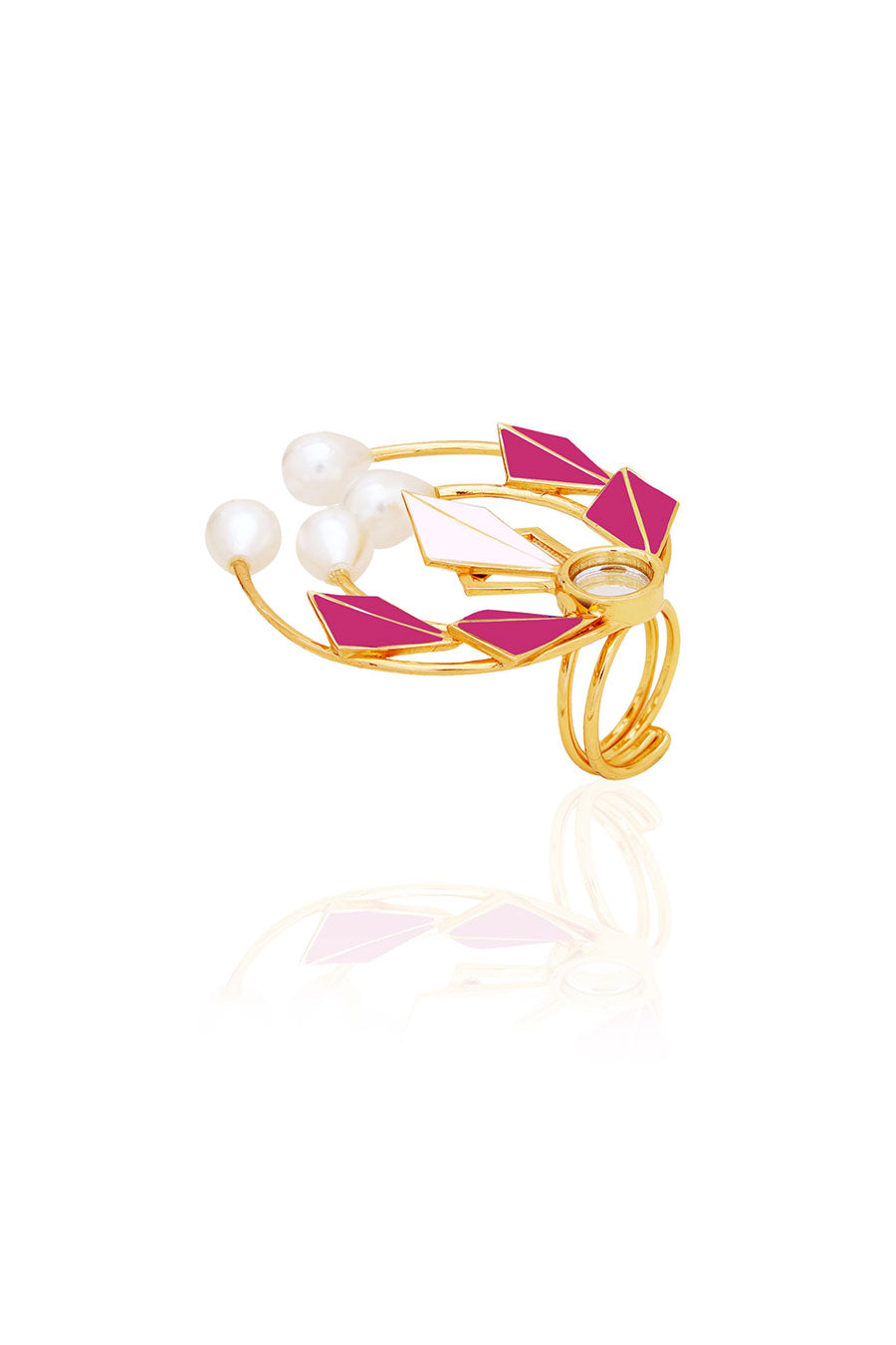 Luna Swing Gold Plated Pink Ring