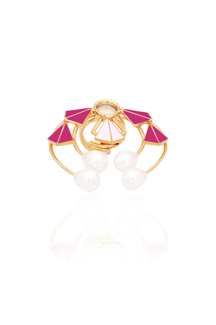 Luna Swing Gold Plated Pink Ring