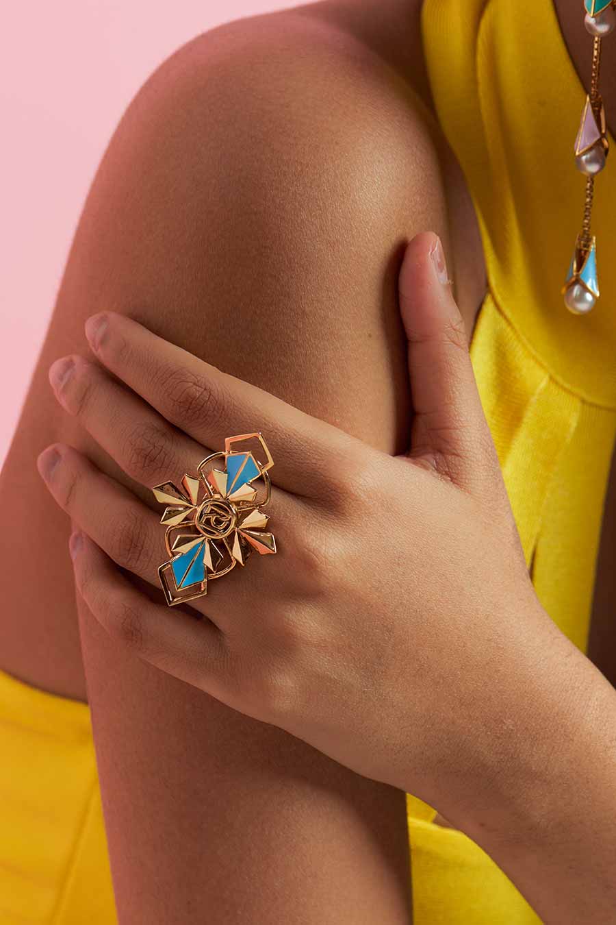 Austra Petit Gold Plated Blue Ring