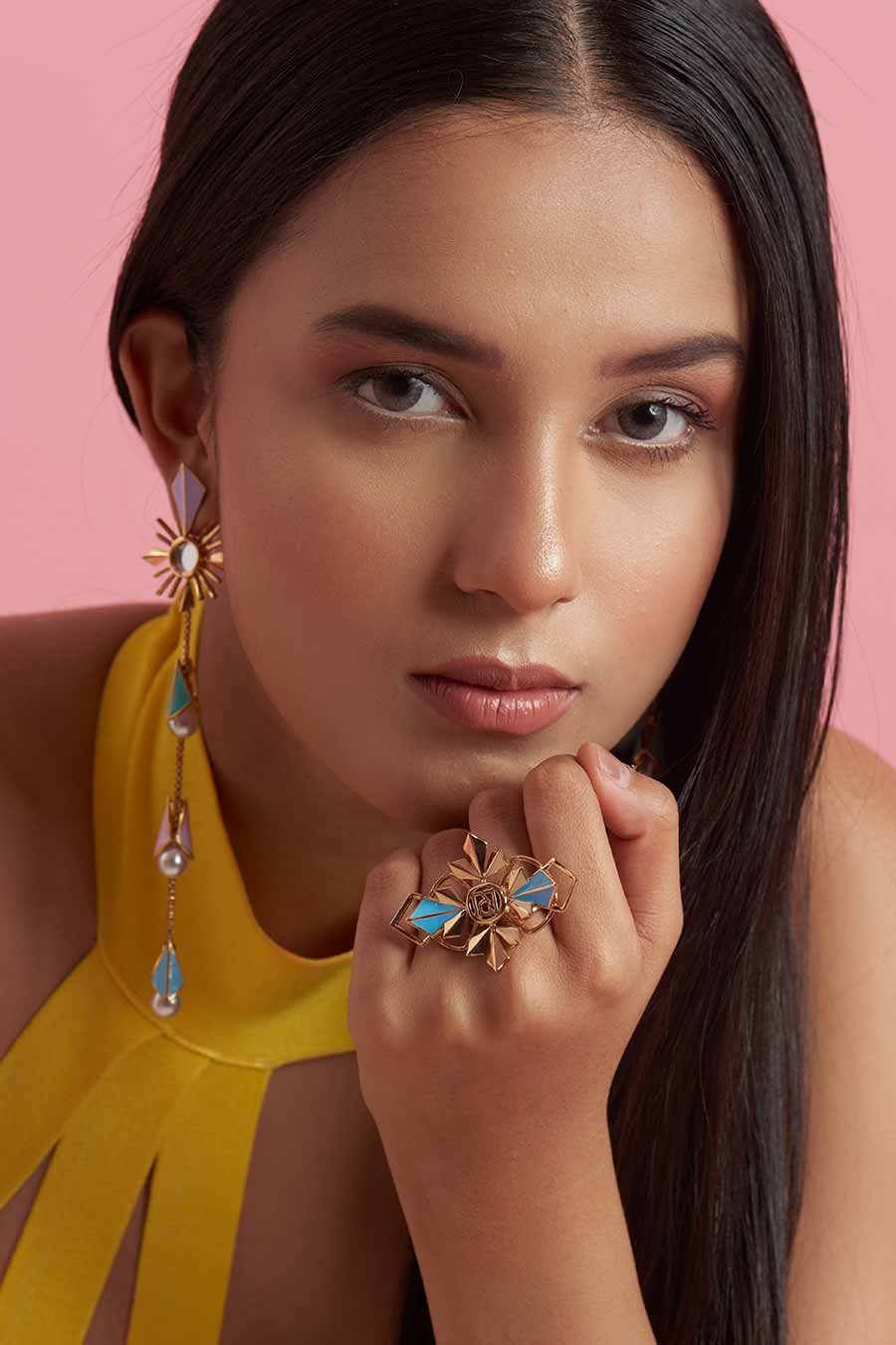 Austra Petit Gold Plated Blue Ring