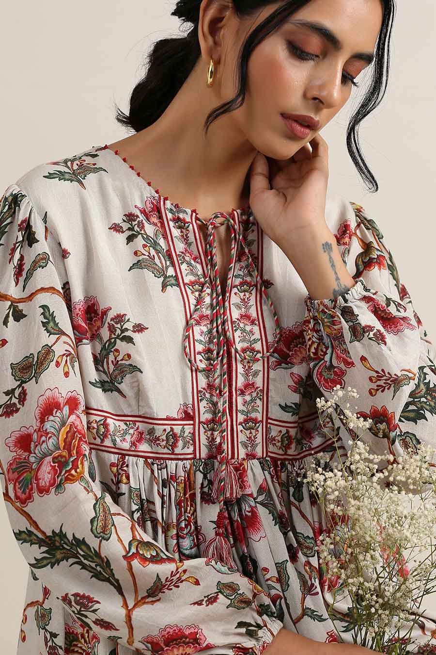 Shwet Suman Jaal Print Dress