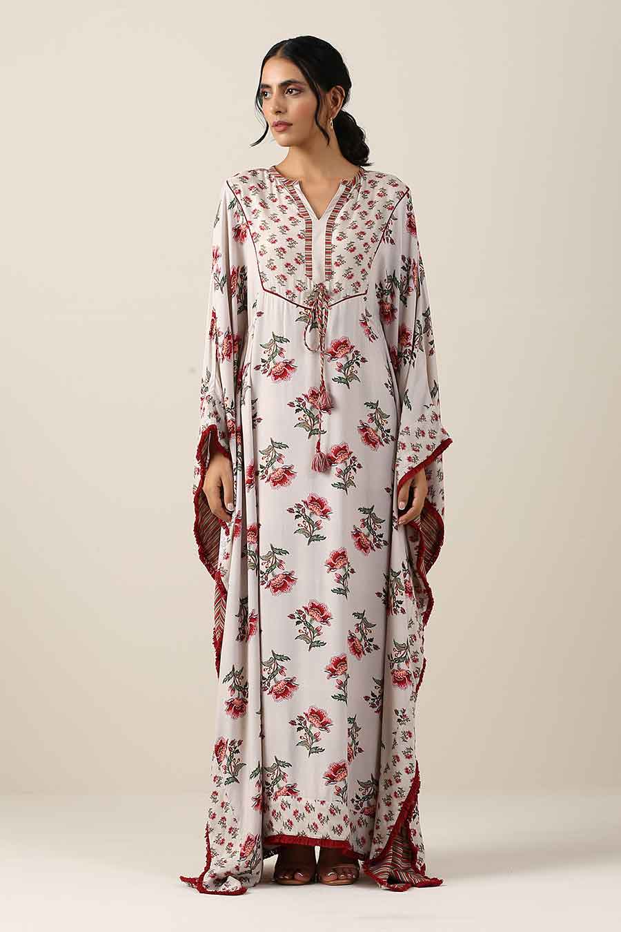 Shwet Suman Boota Print Kaftan