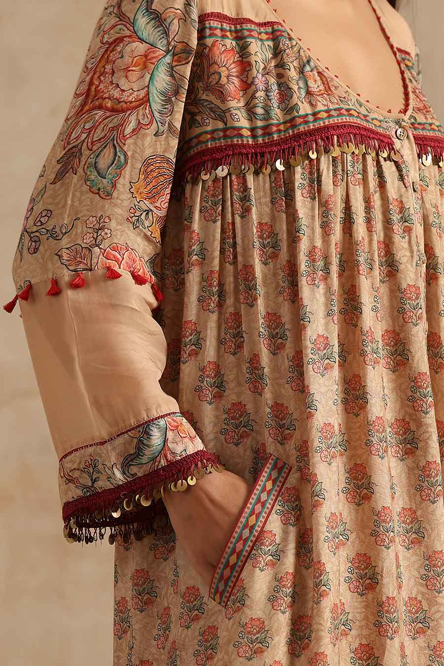 Badami Small Boota Printed Dress