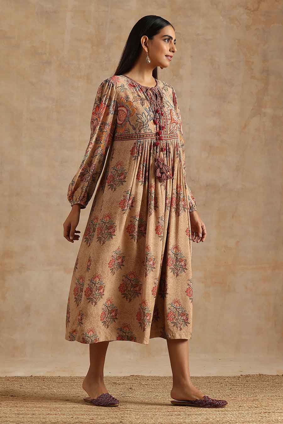 Badami Jaal & Boota Printed Dress