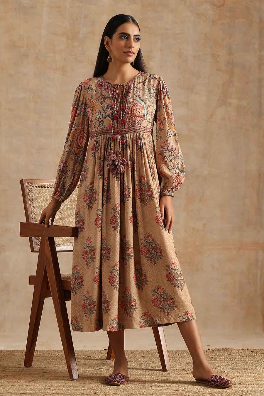 Badami Jaal & Boota Printed Dress