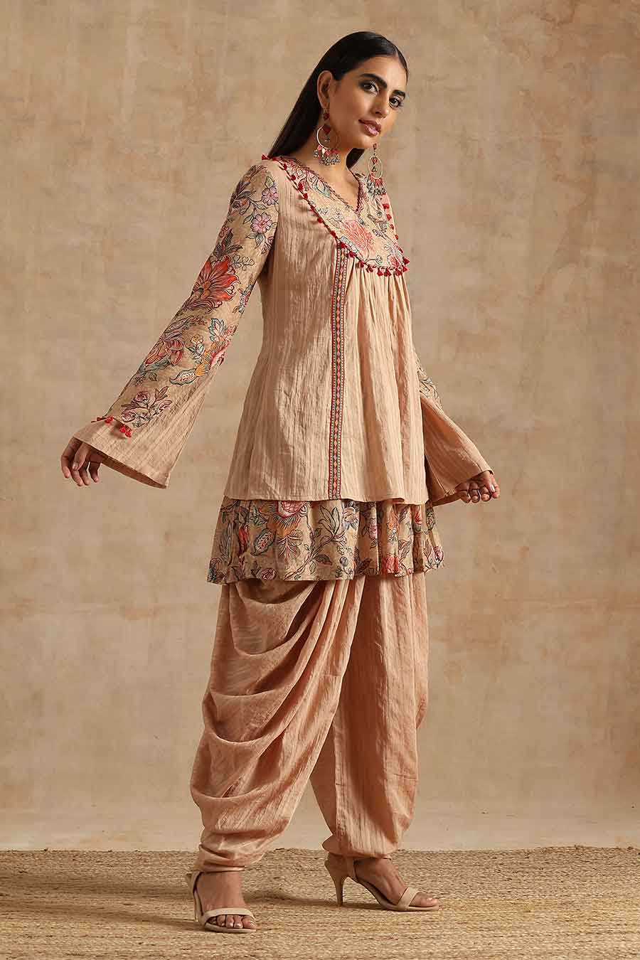 Badami Jaal Printed Kedia Top & Dhoti Set