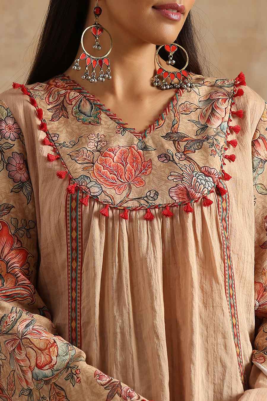 Badami Jaal Printed Kedia Top & Dhoti Set