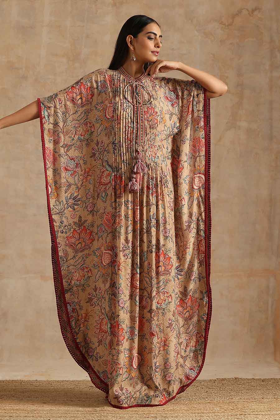 Badami Jaal Printed Long Kaftan