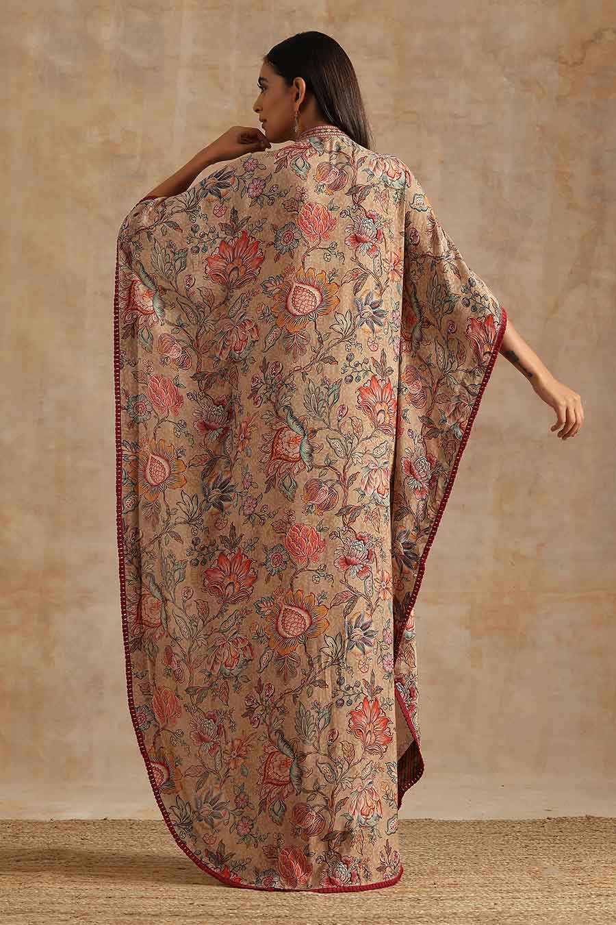 Badami Jaal Printed Long Kaftan