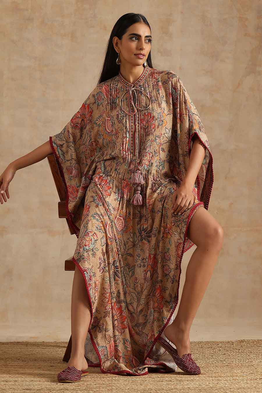 Badami Jaal Printed Long Kaftan