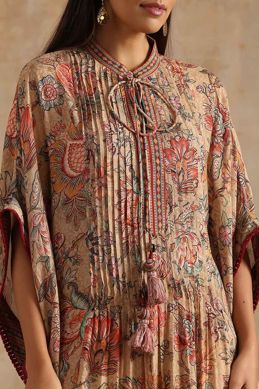 Badami Jaal Printed Long Kaftan