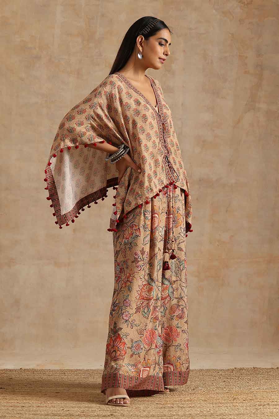 Badami Boota Printed Short Kaftan & Palazzo Set