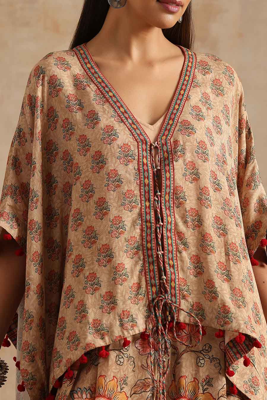 Badami Boota Printed Short Kaftan & Palazzo Set