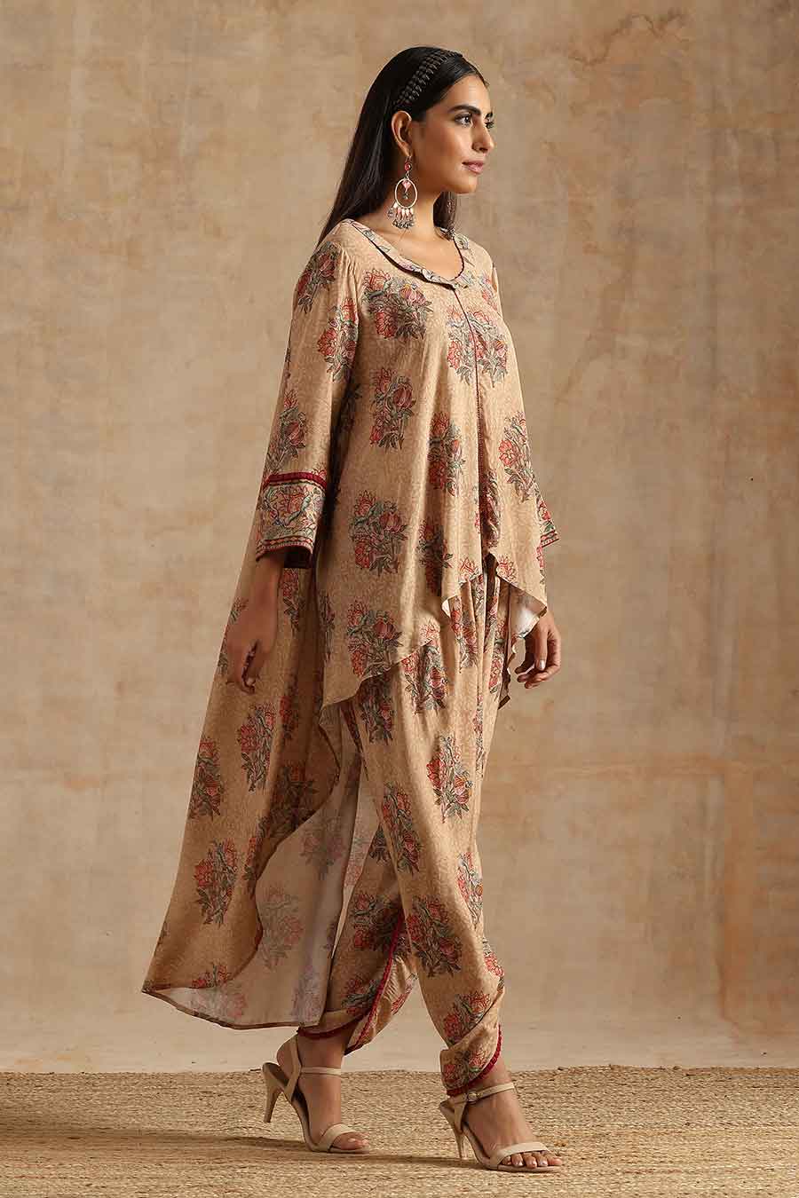 Badami Big Boota Printed Kurta & Dhoti Set