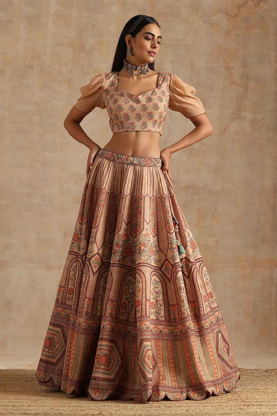 Badami Placement Printed Kali Lehanga Set