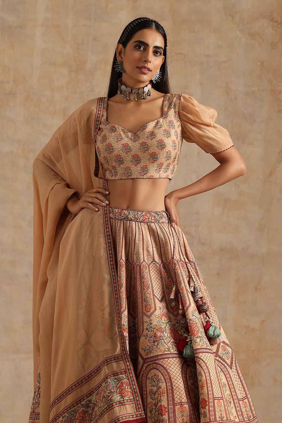 Badami Placement Printed Kali Lehanga Set