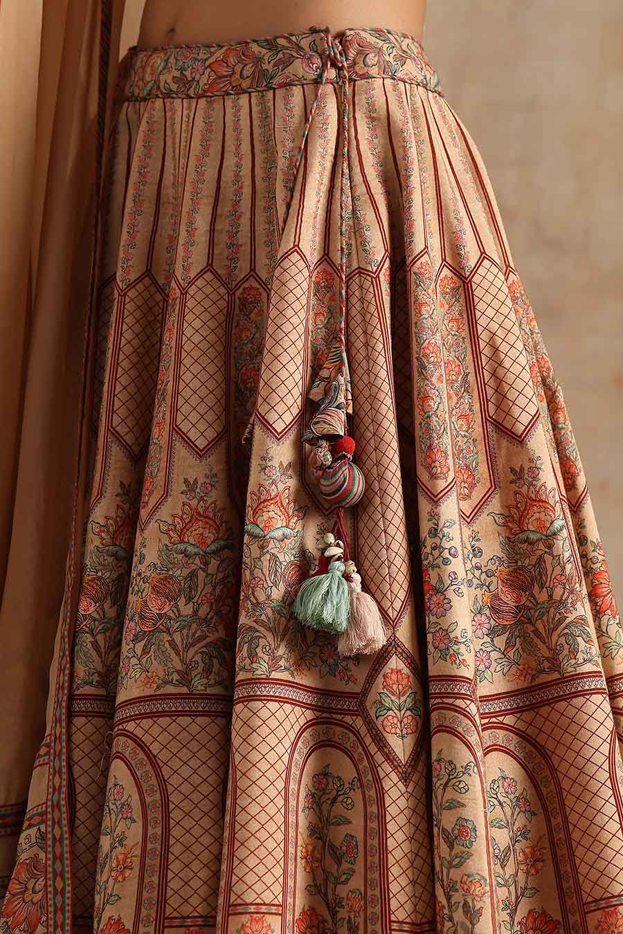 Badami Placement Printed Kali Lehanga Set
