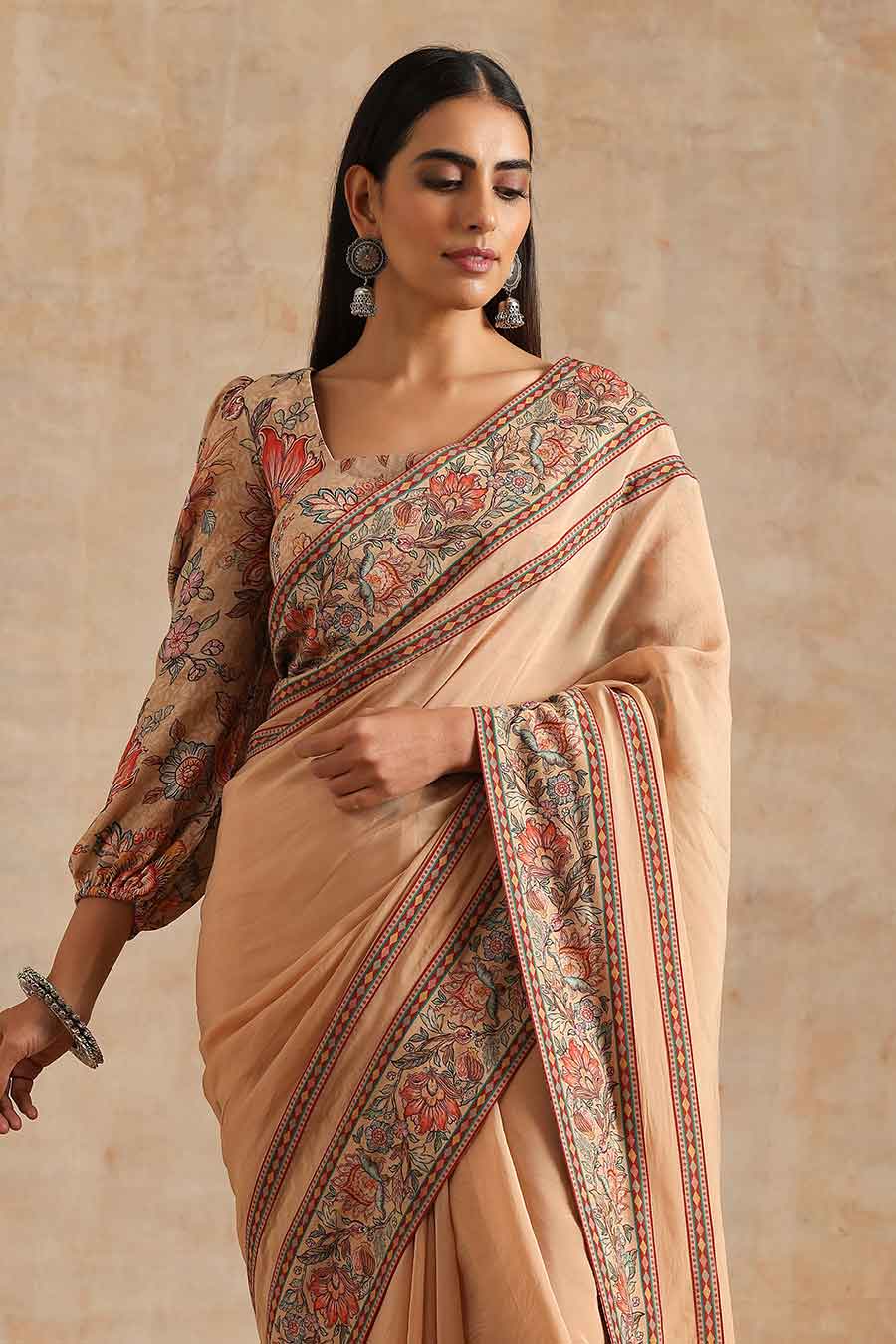 Badami Printed Saree & Blouse Set