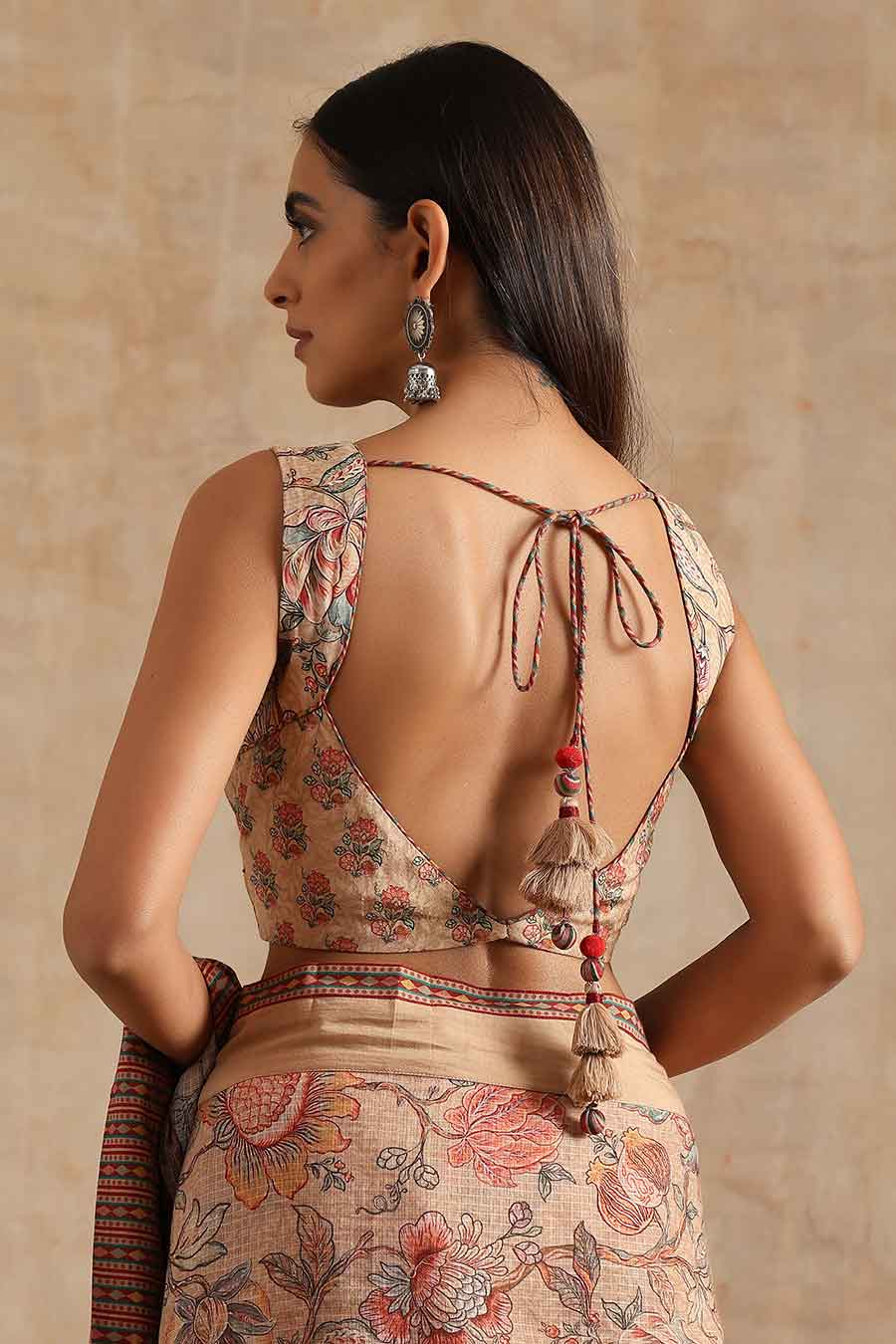 Badami Boota & Jaal Printed Saree & Blouse Set