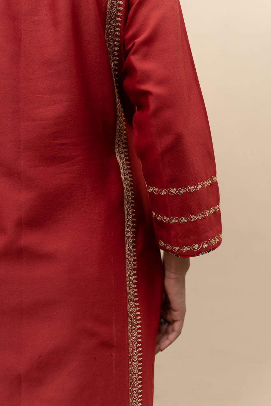 Wine Chanderi Embroidered Kali Kurta Set