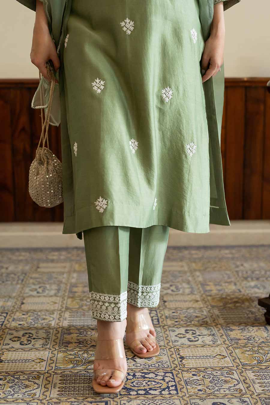Sage Green Embroidered Kurta Set