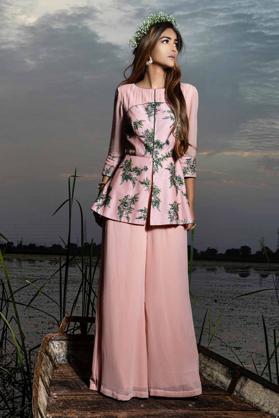 Rossa Pink Embroidered Jumpsuit