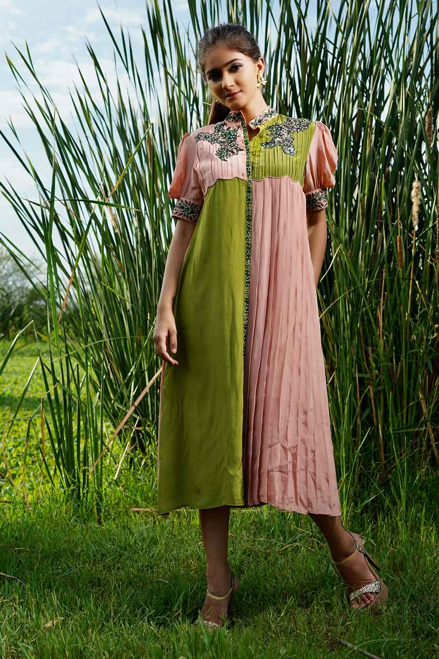 Rossa Pink And Green Tunic Dress