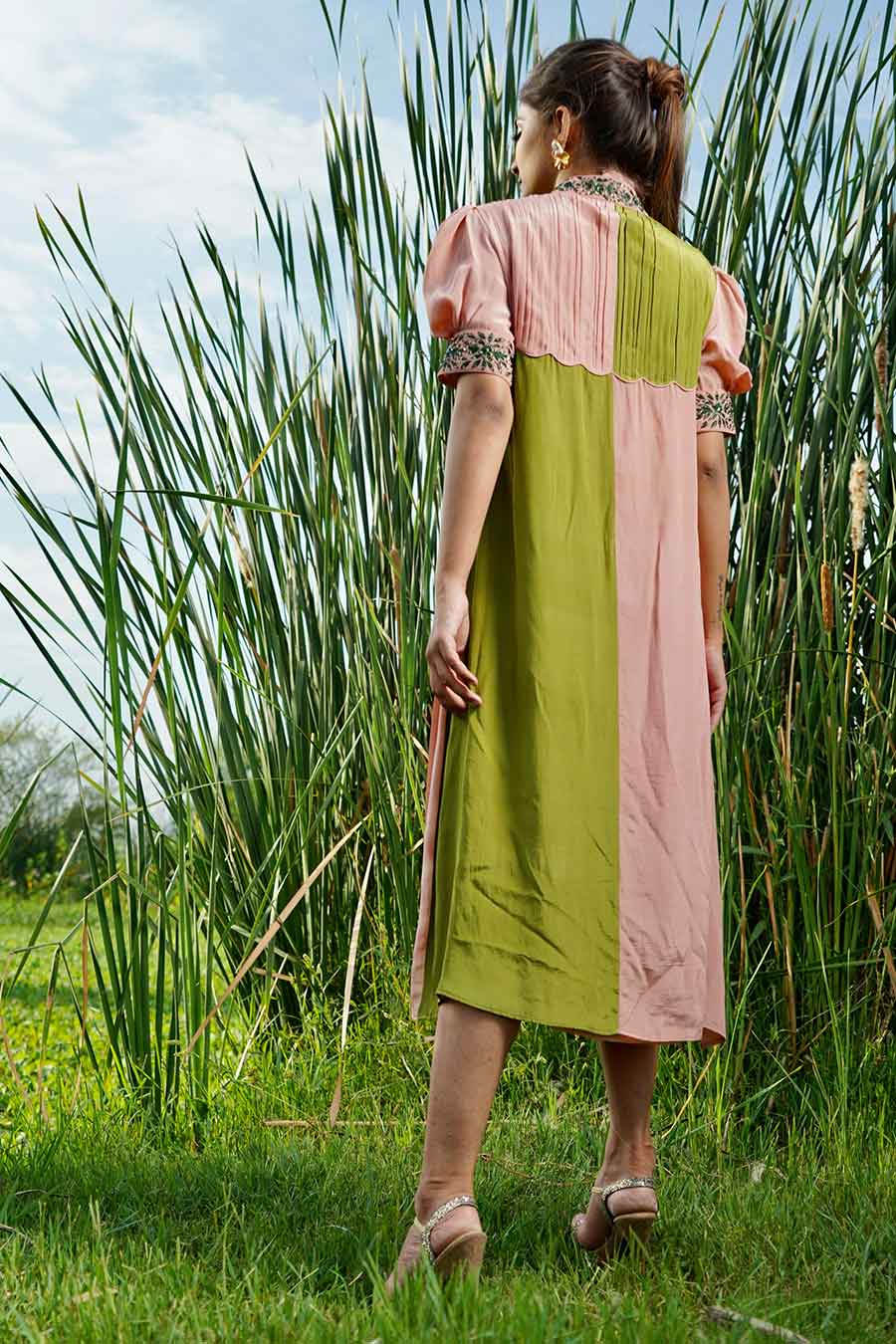 Rossa Pink And Green Tunic Dress
