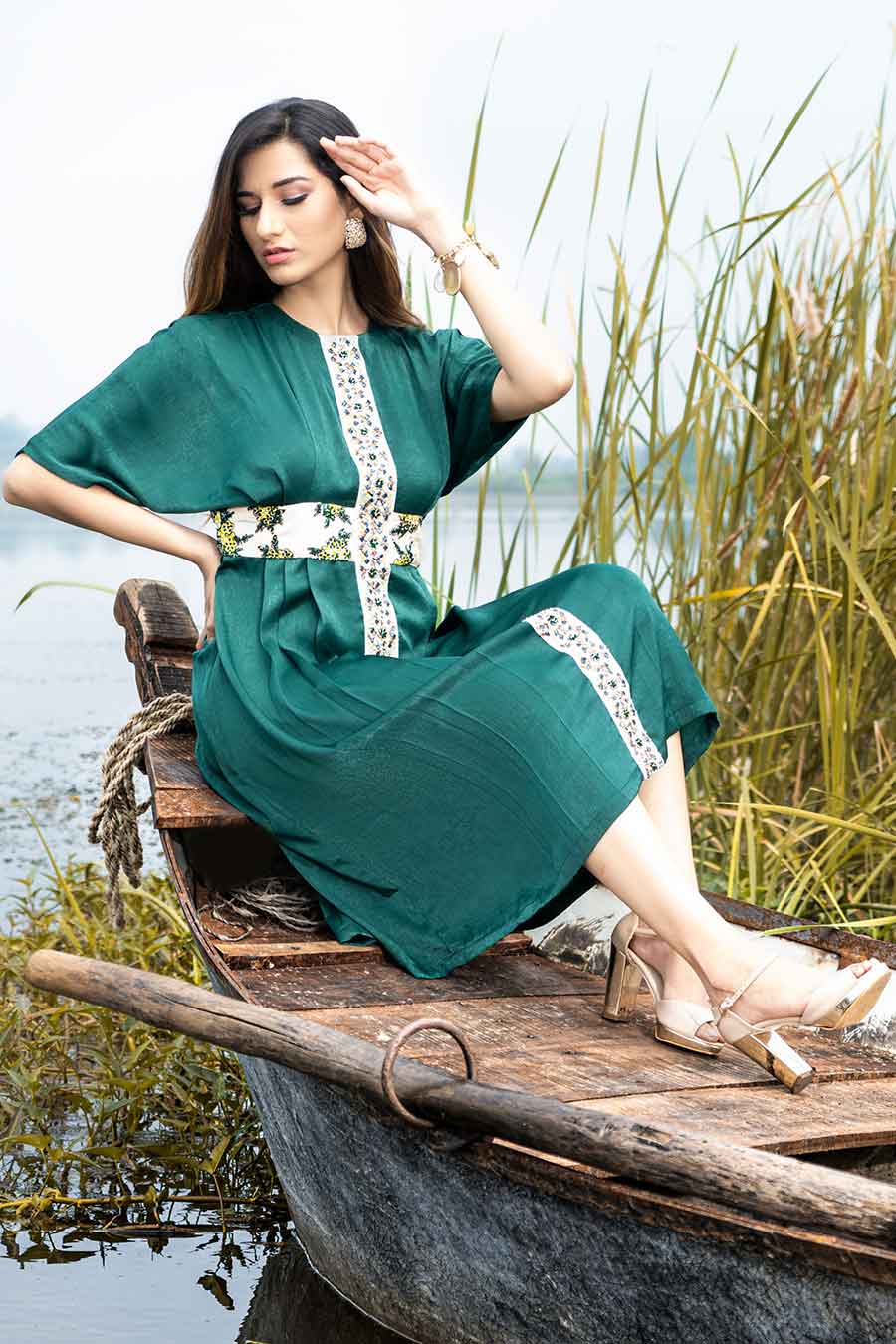 Heera Green Embroidered Dress