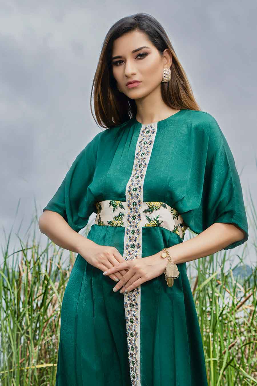 Heera Green Embroidered Dress