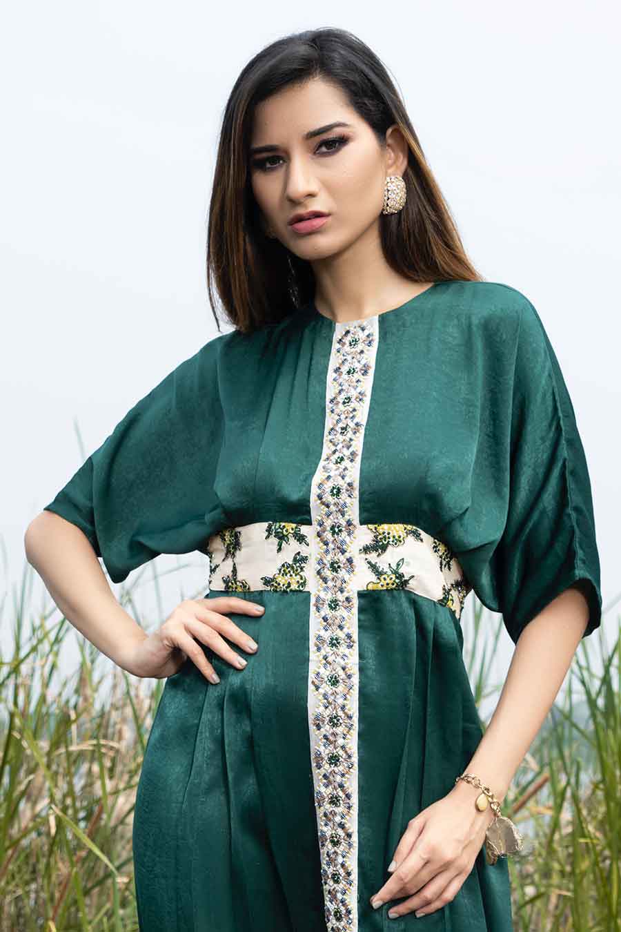Heera Green Embroidered Dress