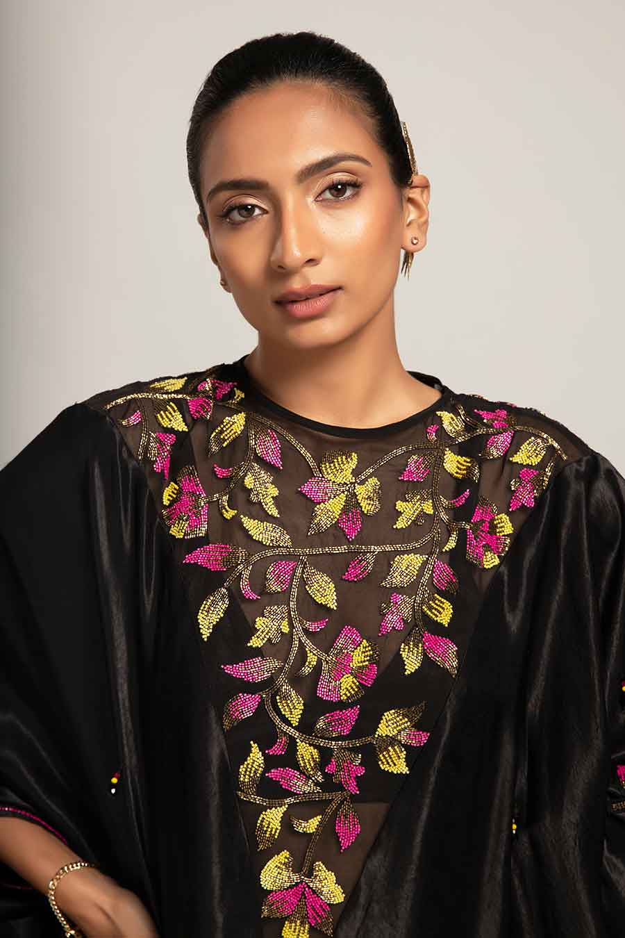 Black Embroidered Kaftan