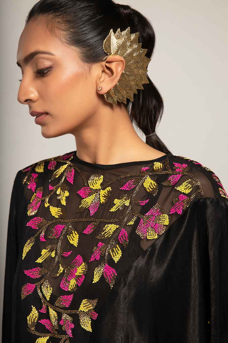 Black Embroidered Kaftan