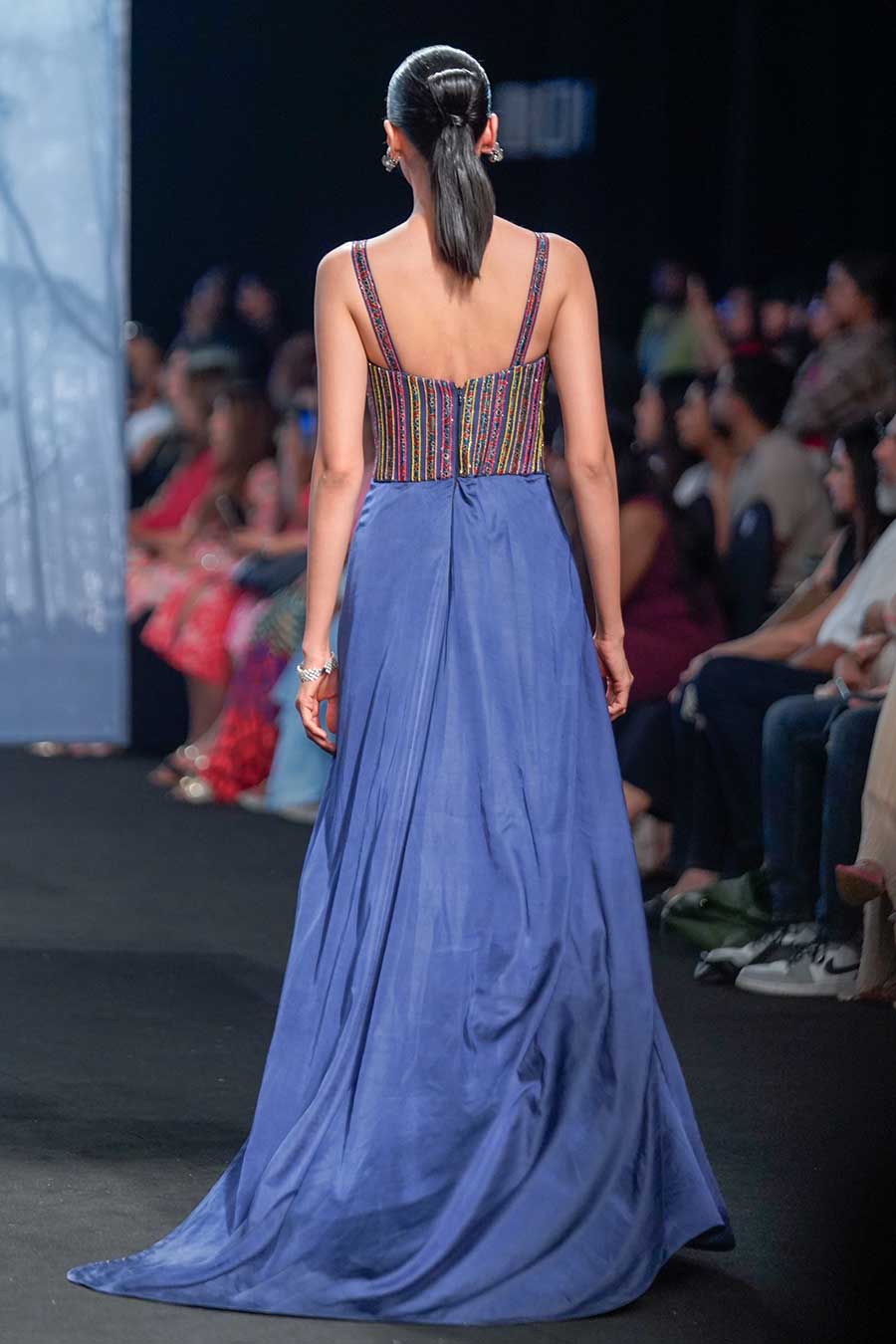 Blue Naiva Embroidered Corset Gown