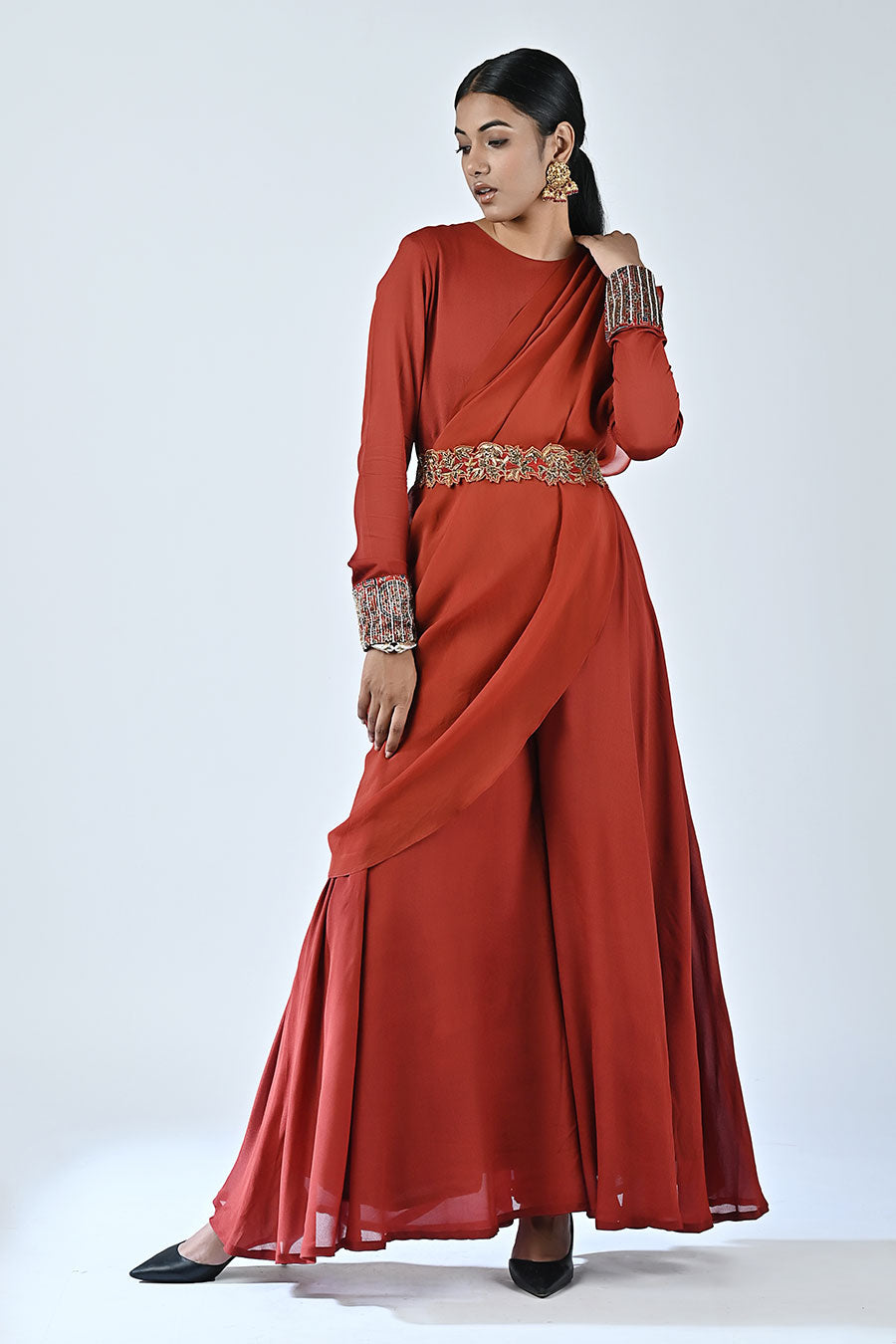 Red Merlot Ajrakh Jumpsuit