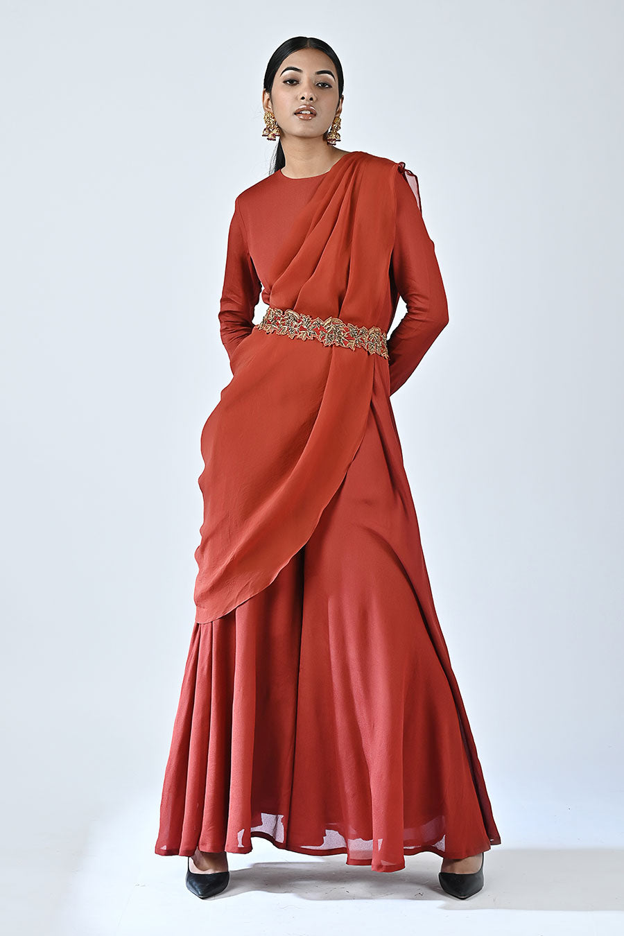 Red Merlot Ajrakh Jumpsuit