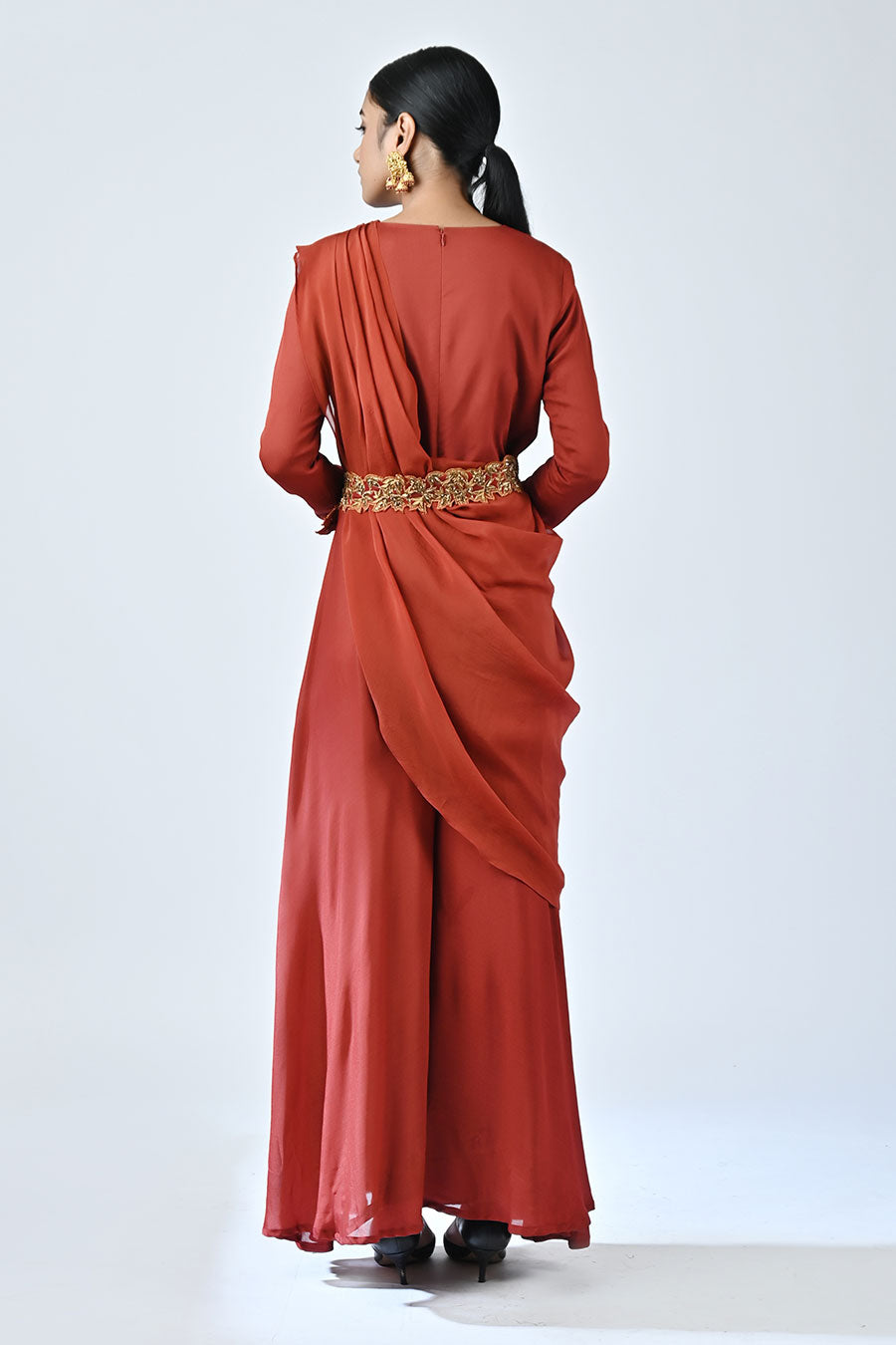 Red Merlot Ajrakh Jumpsuit